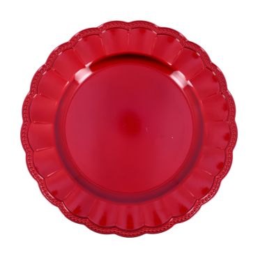 Sous-assiette réutilisable prestige en plastique rouge diamètre 33 cm | jourdefete.com Sous-assiette réutilisable prestige en plastique rouge diamètre 33 cm | jourdefete.com