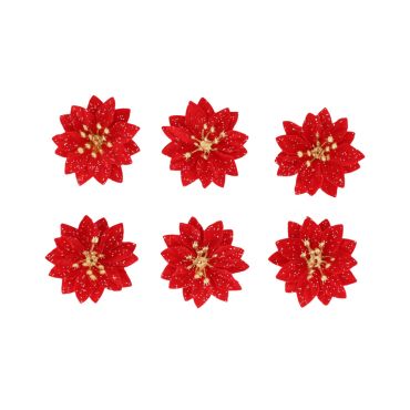 Fleurs de Noël poinsettias adhésifs velours rouge et or pailleté décoration de fête | jourdefete.com Fleurs de Noël poinsettias adhésifs velours rouge et or pailleté décoration de fête | jourdefete.com