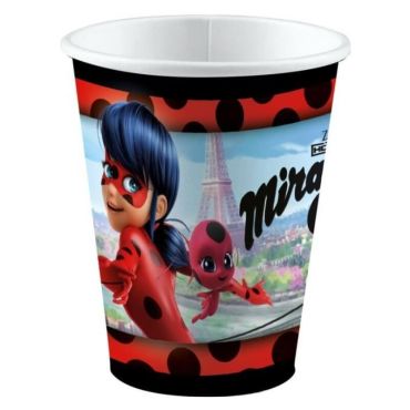 Sachet de 8 Gobelets en Carton "Miraculous Ladybug" Sachet de 8 Gobelets en Carton "Miraculous Ladybug"