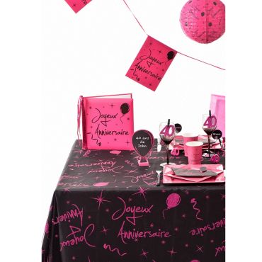 Nappe Pailletée "Joyeux Anniversaire" - Fuchsia Nappe Pailletée "Joyeux Anniversaire" - Fuchsia