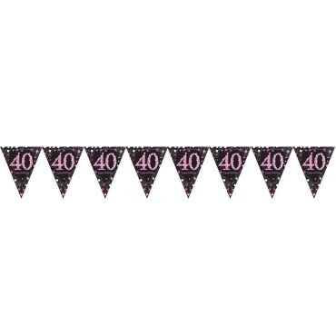 Guirlande Fanion - 40 Ans Rose Guirlande Fanion - 40 Ans Rose