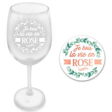 coffret verre à vin je bois la vie en rose | jourdefete.com coffret verre à vin je bois la vie en rose | jourdefete.com