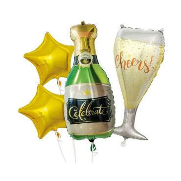 lot de 4 ballons aluminium thème champagne | jourdefete.com lot de 4 ballons aluminium thème champagne | jourdefete.com