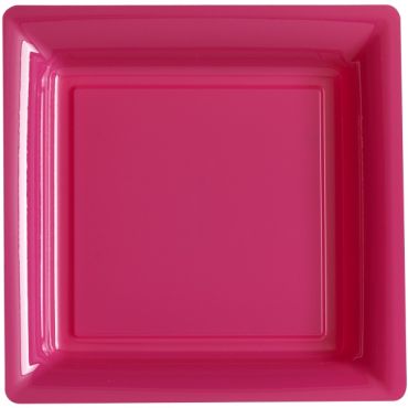 12 Assiettes Cocktail Carrée en Plastique - Fuchsia 12 Assiettes Cocktail Carrée en Plastique - Fuchsia