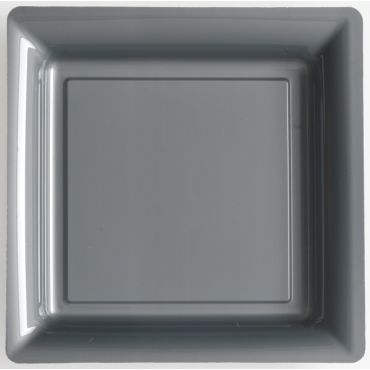 12 Assiettes Cocktail Carrée en Plastique - Argent 12 Assiettes Cocktail Carrée en Plastique - Argent