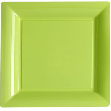 12 Assiettes Carrées en Plastique - Vert Anis 12 Assiettes Carrées en Plastique - Vert Anis