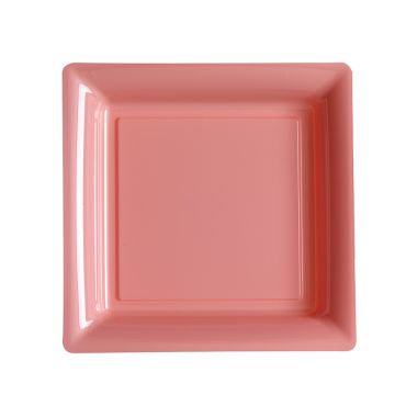 12 Assiettes Cocktail Carrées - Plastique Rose 12 Assiettes Cocktail Carrées - Plastique Rose