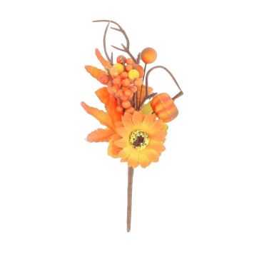 Branche décorative automne orange avec fleur, feuilles et citrouille | jourdefete.com Branche décorative automne orange avec fleur, feuilles et citrouille | jourdefete.com