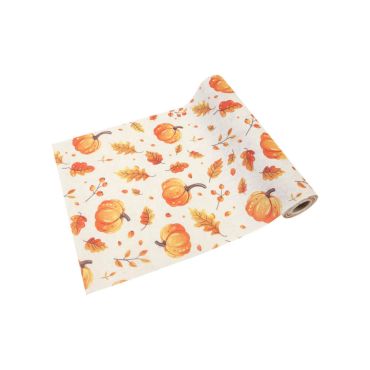 Chemin de table automne en toile claire imprimé citrouilles et feuilles 4 mètres | jourdefete.com Chemin de table automne en toile claire imprimé citrouilles et feuilles 4 mètres | jourdefete.com