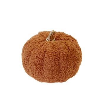 Très grande citrouille décorative d'automne en tissu bouclé terracotta | jourdefete.com