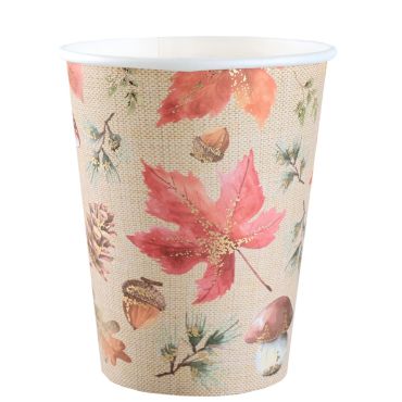Gobelets automne en carton avec fond lin et motifs forêt - lot de 10 | jourdefete.com Gobelets automne en carton avec fond lin et motifs forêt - lot de 10 | jourdefete.com