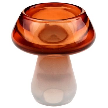 Porte-bougie champignon en verre ambré pour décoration automnale élégante | jourdefete.com Porte-bougie champignon en verre ambré pour décoration automnale élégante | jourdefete.com