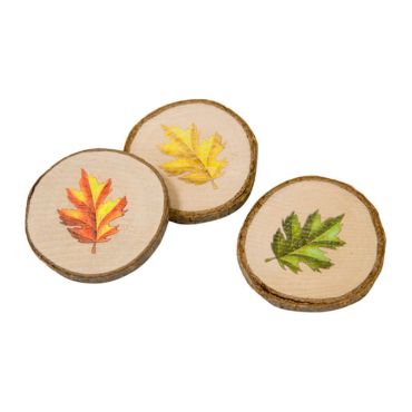 Un lot de 3 rondins en bois avec des feuilles automnales pour votre décoration d'intérieur | jourdefete.com Un lot de 3 rondins en bois avec des feuilles automnales pour votre décoration d'intérieur | jourdefete.com