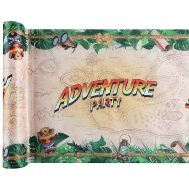 Chemin de table Aventure Party avec carte au trésor et feuillage tropical | jourdefete.com Chemin de table Aventure Party avec carte au trésor et feuillage tropical | jourdefete.com