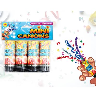4 mini canons à confettis Anniversaire - Multicolores 4 mini canons à confettis Anniversaire - Multicolores