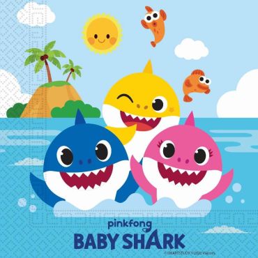 lot de 20 serviettes en papier FSC Baby Shark de 33cm | jourdefete.com lot de 20 serviettes en papier FSC Baby Shark de 33cm | jourdefete.com