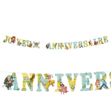 Cette guirlande de lettres en papier aux couleurs de "One Piece ®" sera parfaite dans le salon lors de l’anniversaire "One Piece ®" de votre enfant | jourdefete.com Cette guirlande de lettres en papier aux couleurs de "One Piece ®" sera parfaite dans le salon lors de l’anniversaire "One Piece ®" de votre enfant | jourdefete.com