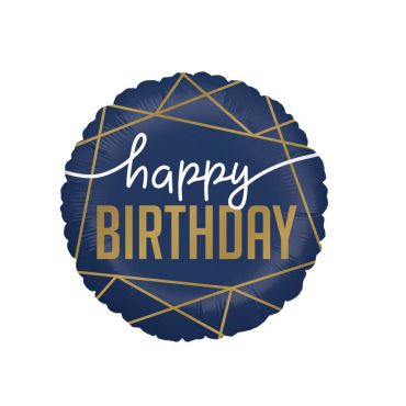 Ballon Aluminium Happy Birthday - Bleu Marine et Or - 46 cm Ballon Aluminium Happy Birthday - Bleu Marine et Or - 46 cm