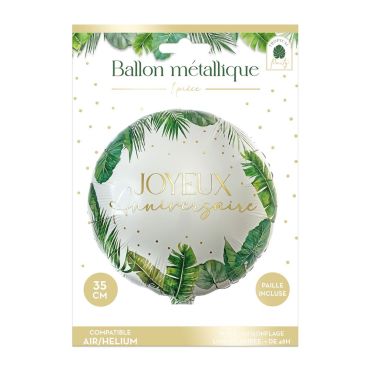 Ballon métallique Tropical Party "Joyeux Anniversaire" pour une fête exotique | jourdefete.com