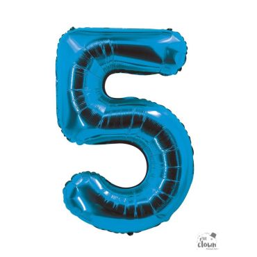 Ballon chiffre 5 bleu électrique métallisé de 85 cm, idéal pour vos fêtes et célébrations | jourdefete.com