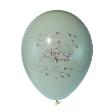 10 Ballons Vive les Mariés Couleur Ivoire
