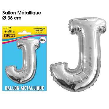Ballon métallique argenté - Lettre "J" Ballon métallique argenté - Lettre "J"
