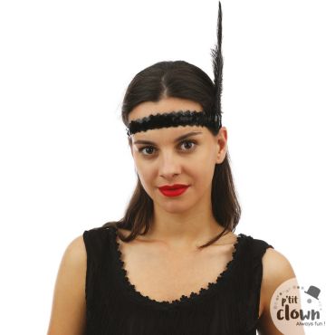 Bandeau Charleston noir orné de sequins et d’une plume élégante | jourdefete.com Bandeau Charleston noir orné de sequins et d’une plume élégante | jourdefete.com