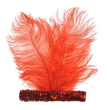 Bandeau à Sequins Rouge - Plumes Rouges Bandeau à Sequins Rouge - Plumes Rouges