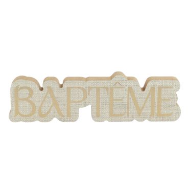 Décoration baptême en bois effet lin et or | jourdefete.com
