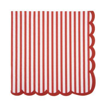 Serviettes en papier carrée avec rayures verticales rouges et blanches et bords festonnés | jourdefete.com Serviettes en papier carrée avec rayures verticales rouges et blanches et bords festonnés | jourdefete.com