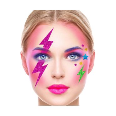 Bijoux adhésifs visage éclairs scintillants | jourdefete.com Bijoux adhésifs visage éclairs scintillants | jourdefete.com