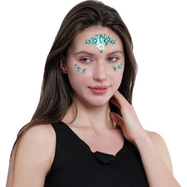 Bijoux adhésifs visage bleus scintillants | jourdefete.com