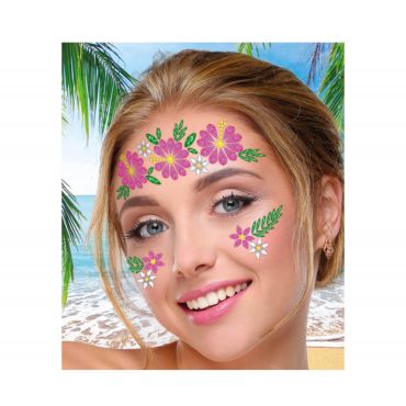Bijoux adhésifs visage fleurs tropicales colorées | jourdefete.com Bijoux adhésifs visage fleurs tropicales colorées | jourdefete.com