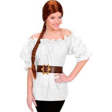 Femme déguisée en héroïne médiévale avec blouse blanche et ceinture large | jourdefete.com Femme déguisée en héroïne médiévale avec blouse blanche et ceinture large | jourdefete.com
