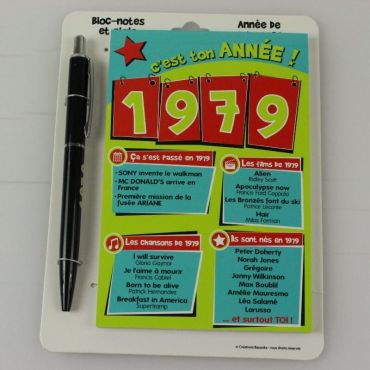 Bloc-notes et Stylo Année de naissance 1979 Bloc-notes et Stylo Année de naissance 1979