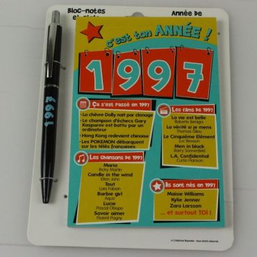 Bloc-notes et Stylo Année de naissance 1997 Bloc-notes et Stylo Année de naissance 1997