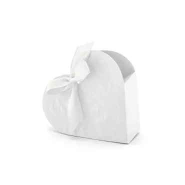 Boîtes en forme de cœur blanche avec nœud | jourdefete.com