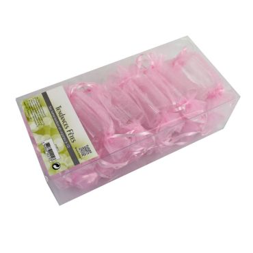 12 sacs à dragées organza forme bonbon - Rose 12 sacs à dragées organza forme bonbon - Rose
