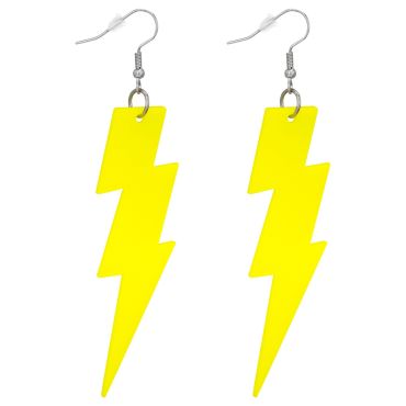 Boucles d’oreilles éclairs jaune fluo pour soirées lumineuses | jourdefete.com Boucles d’oreilles éclairs jaune fluo pour soirées lumineuses | jourdefete.com