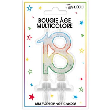 bougie d'anniversaire âge 18 ans multicolore bougie d'anniversaire âge 18 ans multicolore