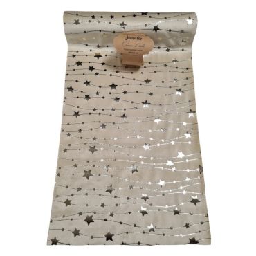 Déroulez ce splendide chemin de table en velours ivoire avec des étoiles sur votre table de Noël dorée | jourdefete.com Déroulez ce splendide chemin de table en velours ivoire avec des étoiles sur votre table de Noël dorée | jourdefete.com