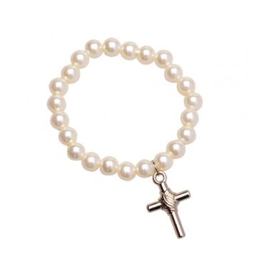 4 Bracelets de Perle avec Croix Argentée