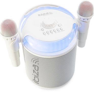 Enceinte Bluetooth autonome spécial karaoké 120W avec micros sans fil et lumières LED | jourdefete.com Enceinte Bluetooth autonome spécial karaoké 120W avec micros sans fil et lumières LED | jourdefete.com