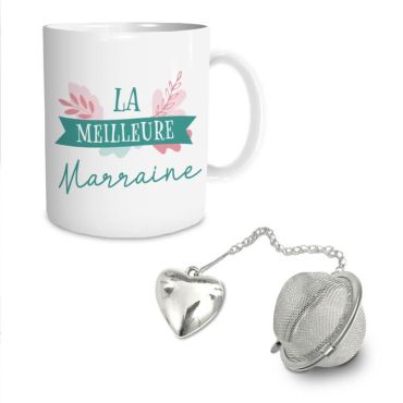coffret mug et boule à thé Marraine | jourdefete.com coffret mug et boule à thé Marraine | jourdefete.com