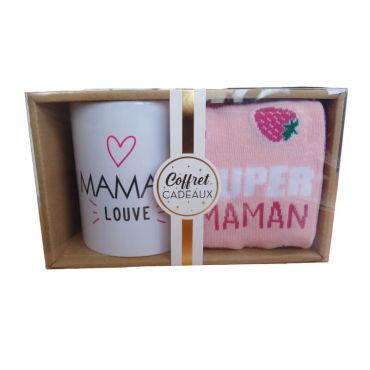 coffret cadeau mug maman louve et chaussette super maman coffret cadeau mug maman louve et chaussette super maman