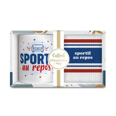 Coffret cadeau mug et chaussettes “Sportif au repos” rouge, blanc et bleu | jourdefete.com Coffret cadeau mug et chaussettes “Sportif au repos” rouge, blanc et bleu | jourdefete.com
