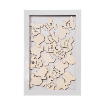Cadre Blanc Livre d'Or pour Baby Shower - 20 x 30 cm | jourdefete.com Cadre Blanc Livre d'Or pour Baby Shower - 20 x 30 cm | jourdefete.com