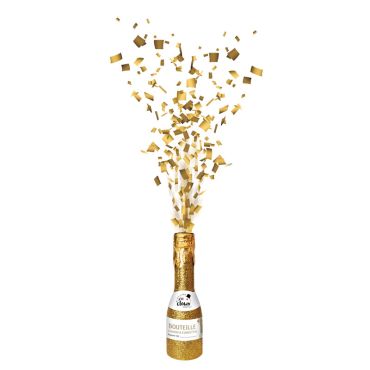 Bouteille Canon à Confettis Or prête à illuminer vos fêtes | jourdefete.com
