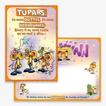 Carte Grand Format avec Enveloppe - "Tu pars" | jourdefete.com Carte Grand Format avec Enveloppe - "Tu pars" | jourdefete.com