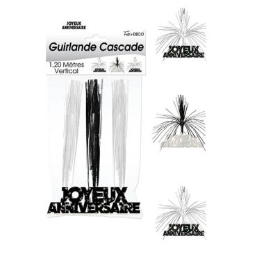 Guirlande Cascade "Joyeux Anniversaire" - Noir et blanc Guirlande Cascade "Joyeux Anniversaire" - Noir et blanc